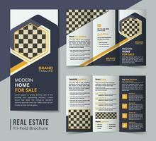 Corporate real estate trifold brochure template design vector