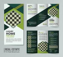 Corporate real estate trifold brochure template design vector