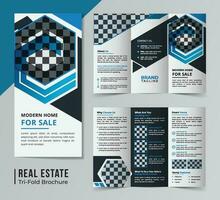 Corporate real estate trifold brochure template design vector