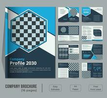 16 pages bifold company profile template design vector