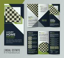 Corporate real estate trifold brochure template design vector