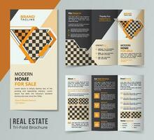 Corporate real estate trifold brochure template design vector