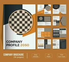 16 pages bifold company profile template design vector