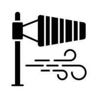 A cone mounted on a mast showcasing windsock icon, Getting weather forecasting tool, editable icon of windbag vector