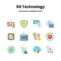 Unleash creativity with our 5G network icons empower your visuals with sleek and modern icons that symbolize the power of high-speed connectivity. vector