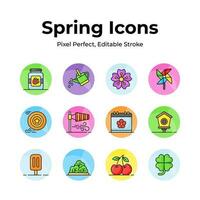 Grab this beautifully designed spring vectors, farming, gardening and agriculture icons set vector