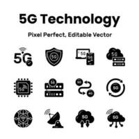 Unleash creativity with our 5G network icons empower your visuals with sleek and modern icons that symbolize the power of high-speed connectivity. vector