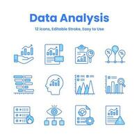 Carefully crafted data analysis and statistics icons, download this premium vectors easy to use