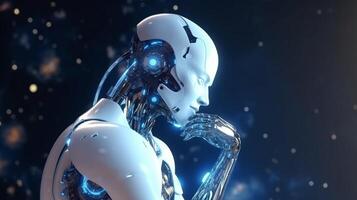 Artificial intelligence, White AI robot, photo