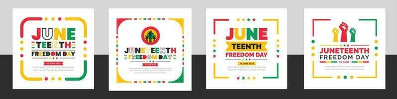 Juneteenth Freedom Day typography design set use to social media post banner,  background, banner, card, poster. African American Independence Day concept, Day of freedom and emancipation. 19 June. vector