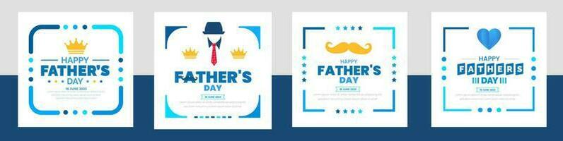 happy Father's Day social media post greetings, banner,  background and poster design template celebrate in june. Father's Day background or banner with necktie, glasses, hat, and gift box. vector