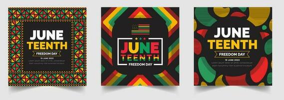 diecinueve de junio libertad día social medios de comunicación enviar bandera, fondo, bandera, tarjeta, póster con tipografía diseño. africano americano independencia día fondo, día de libertad y emancipación. 19 junio. vector