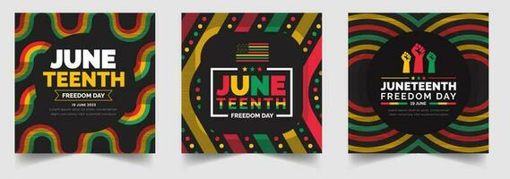 Juneteenth Freedom Day social media post banner,  background, banner, card, poster with typography design. African American Independence Day background, Day of freedom and emancipation. 19 June. vector