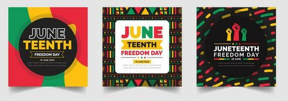 Juneteenth Freedom Day social media post banner,  background, banner, card, poster with typography design. African American Independence Day background, Day of freedom and emancipation. 19 June. vector