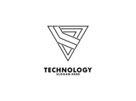 Abstract Digital technology logo design template with Triangle shape, Abstract universal premium logo design. Creative line symbol. vector