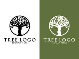 árbol logo vector, circulo árbol logo diseño modelo vector