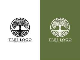 árbol logo vector, circulo árbol logo diseño modelo vector