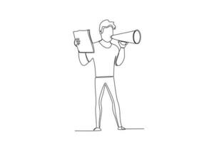 A director holds a script and a loudspeaker vector