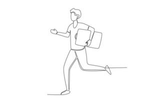 A man ran carrying a suitcase vector
