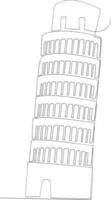 Leaning Tower of Pisa in Italy line art vector