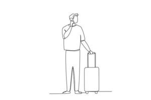 A passenger called while carrying a suitcase vector