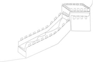 Great Wall of China line art vector