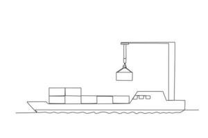 un Embarcacion recibe bienes a el Puerto vector