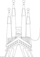 Sagrada Familia in Barcelona Spain line art vector