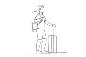 A passenger carrying many bags vector