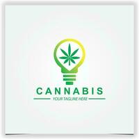 eléctrico ligero bulbo lámpara con marijuana hoja icono para canabis innovación creativo industria logo prima elegante modelo vector eps 10