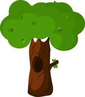 árbol, vector ilustración, vistoso brillante árbol, para niños ilustración, corona de árboles, árbol hueco, leña menuda