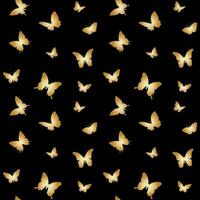 Seamless pattern with golden butterflies vector