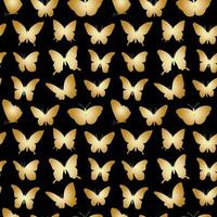 Seamless pattern with golden butterflies vector