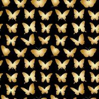 Seamless pattern with golden butterflies vector