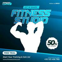 FITNESS AND GYM SOCIAL MEDIA BANNER EXCERCISE SPORT FLYER TEMPLATE VECTOR