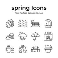 Carefully designed spring vectors, farming, gardening and agriculture icons set vector