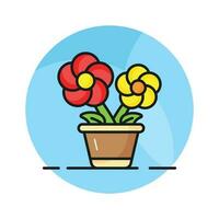 Grab this eye soothing vector of flower pot vector in trendy style, potted flowers in editable style