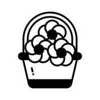 Grab this beautifully designed vector of flower basket in editable style, decorative bucket