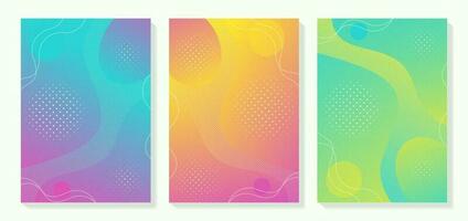 Set of cover template with fluid gradient shapes. Vector abstract geometric vertical background.