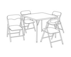 Modern Restaurant chairs with table set with white background, Hand Drawn outline vector