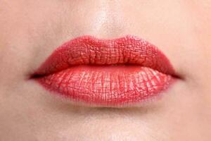 asiático mujer Moda maquillaje labios foto