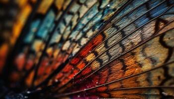 Vibrant colored leaf in macro, beauty in nature autumn design generated by AI photo