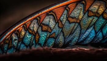 Vibrant butterfly wing showcases nature elegance and beauty in close up generated by AI photo