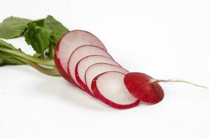Small red radish on white ackground photo