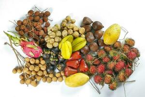 Mix southeast Asian fruit Malaysia Longan Lychee langsat rambutan salak mangosteen mango papaya photo