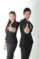 South east Asian young Chinese Indian man woman wearing formal business office ware on white background pose expression photo
