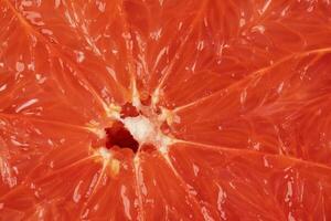 Ruby red grapefruit cut closeup photo