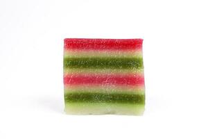 Kuih lapis colourful layer rice cake on white background photo