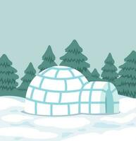 snow igloo house in the winter vector