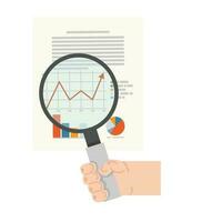 Magnifying glass data analysis of hand doodle vector
